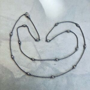 Judith Ripka 36” Sterling Silver Diamonique CZ Station Necklace
